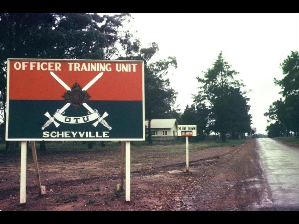 scheyville road with training unit signage